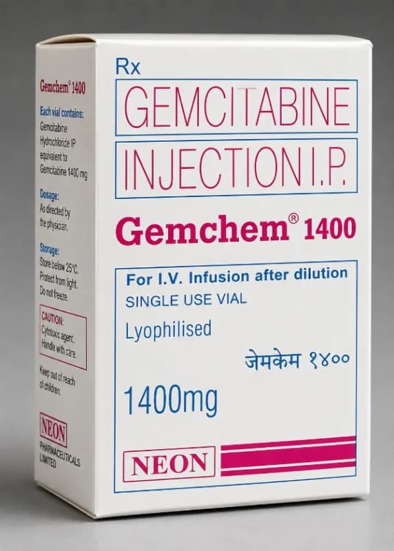 GEMCITABINE IP 1400 MG INJ LYOPHILISED